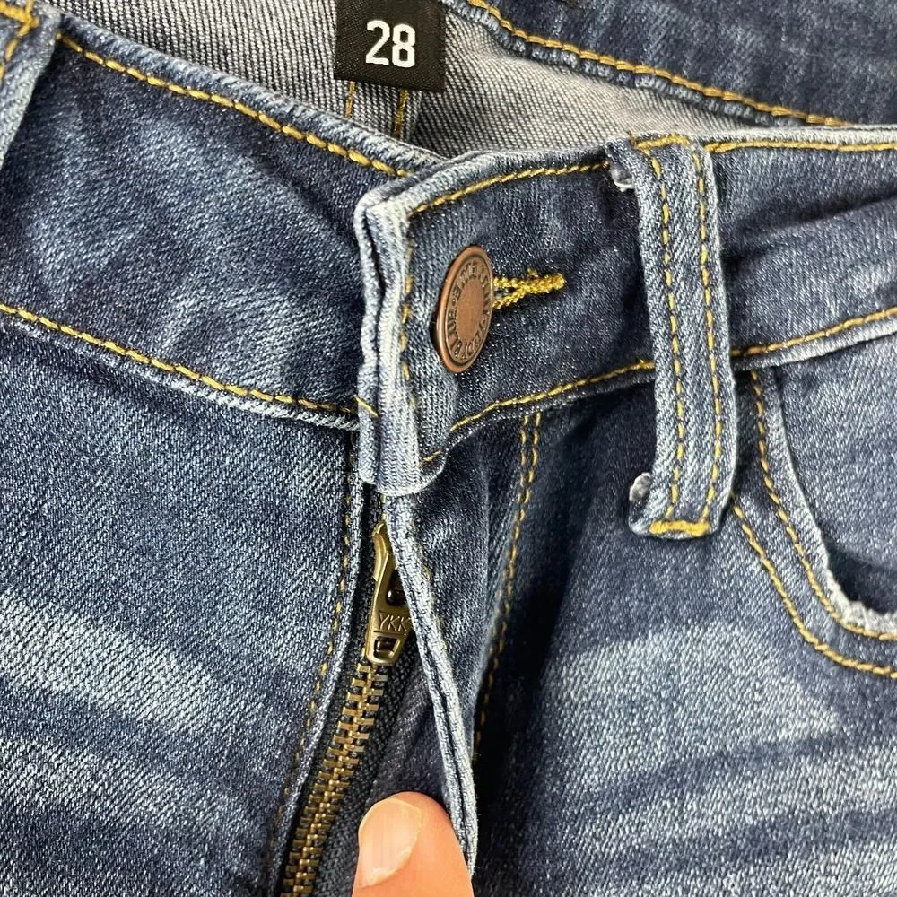 JUDY BLUE Relaxed Fit Jeans Women 28x26 Blue Whiskering Zip‎ Fly JBB2102DK - Picture 3 of 12